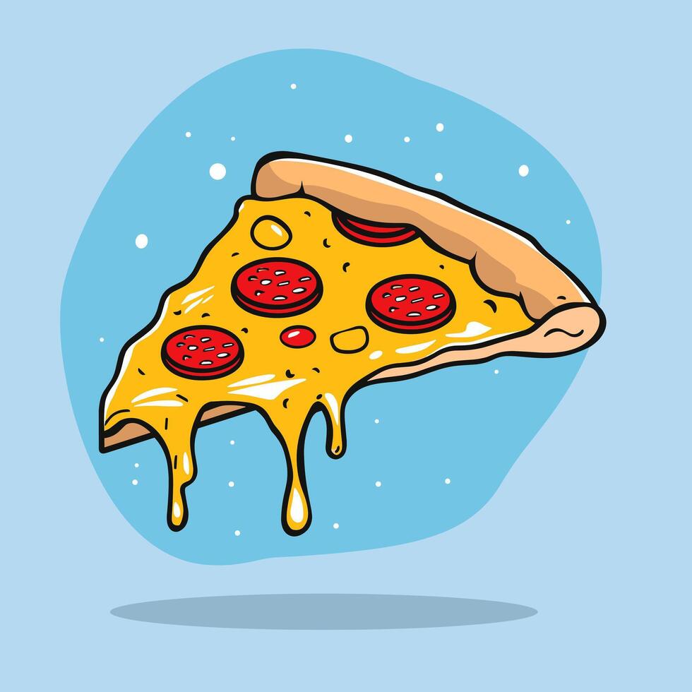 Slice Of Pizza cartoon icon logo fast food illustration flat cartoon drawing art isolated background vector