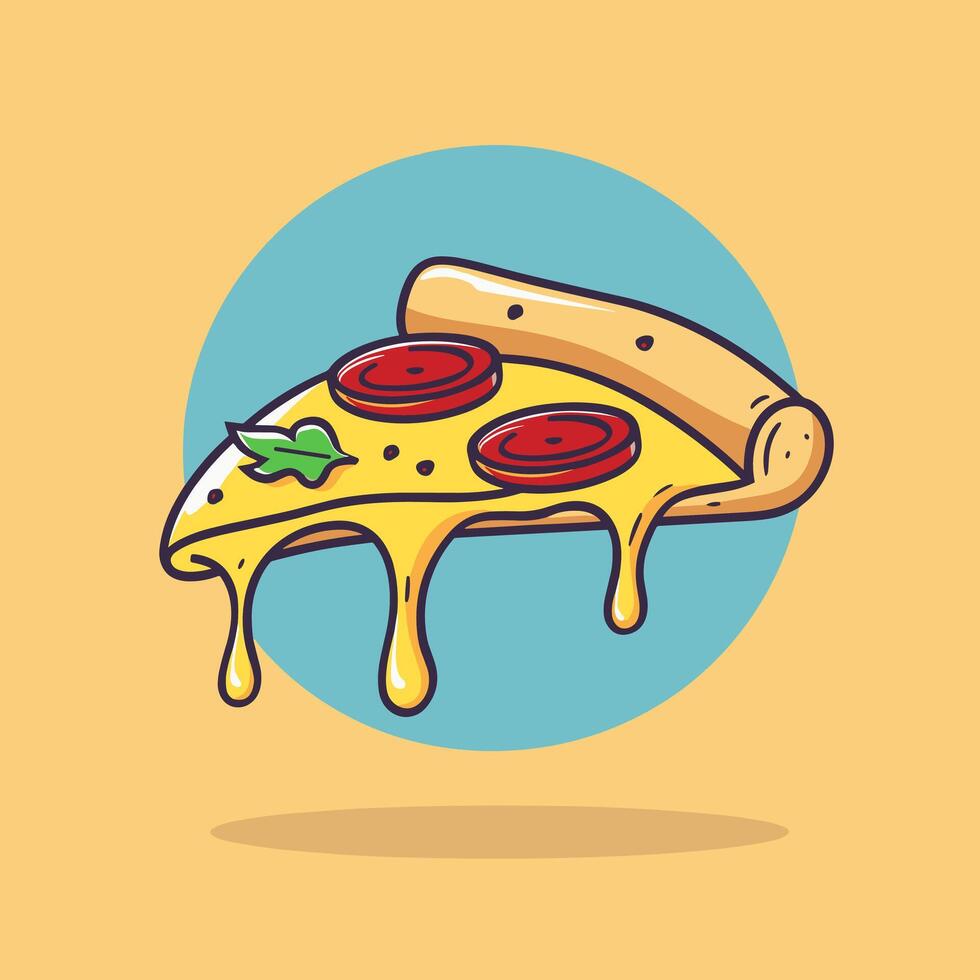 Slice Of Pizza cartoon icon logo fast food illustration flat cartoon drawing art isolated background vector