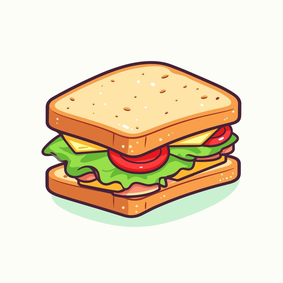 Sandwich cheeseburger cheese burger floating cartoon icon logo illustration fast food flat cartoon drawing art isolated background vector