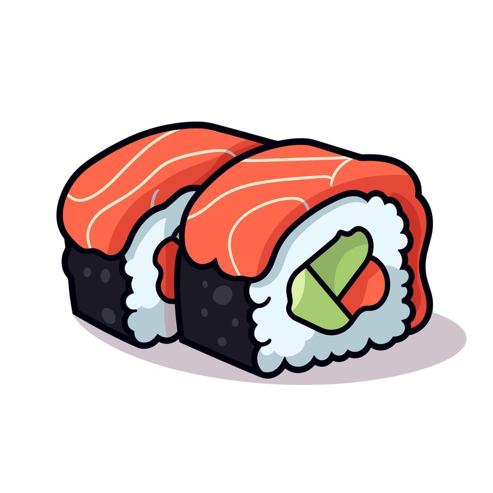 Sushi with Chopsticks cartoon icon logo food illustration flat cartoon drawing art isolated background vector