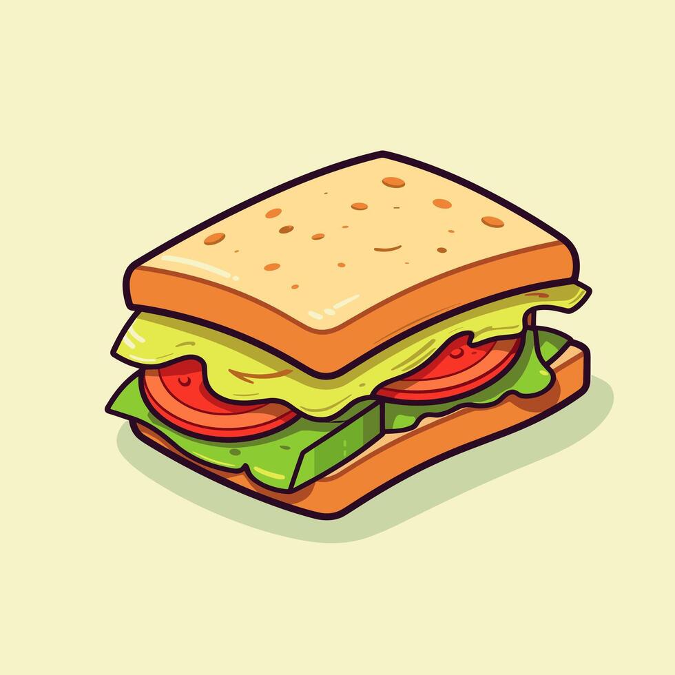Sandwich cheeseburger cheese burger floating cartoon icon logo illustration fast food flat cartoon drawing art isolated background vector