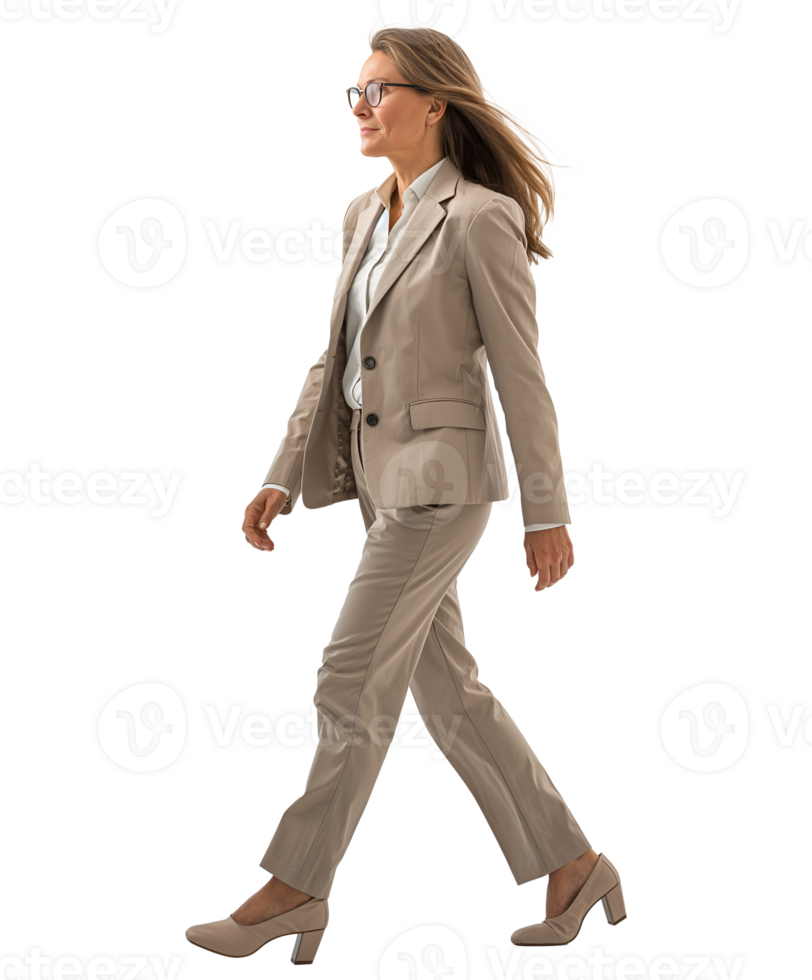 full figure front view of businesswoman walking png