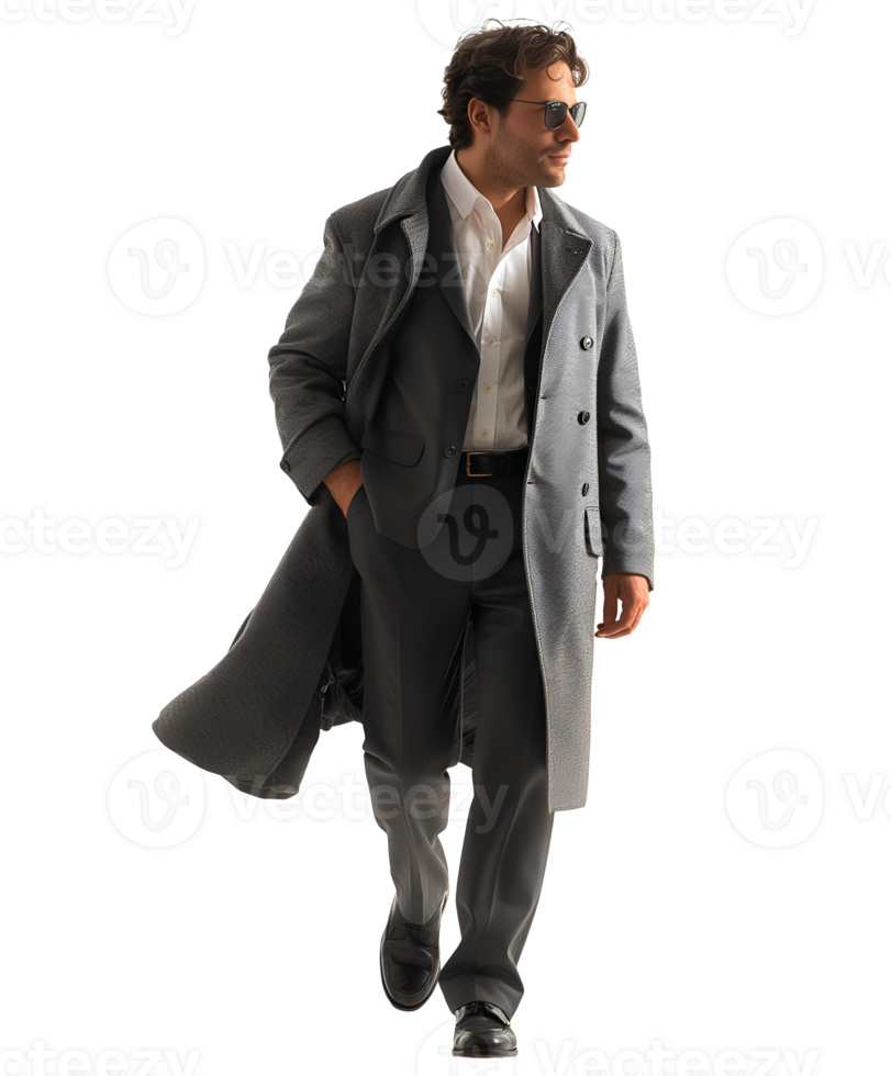 full figure front view of businessman walking png