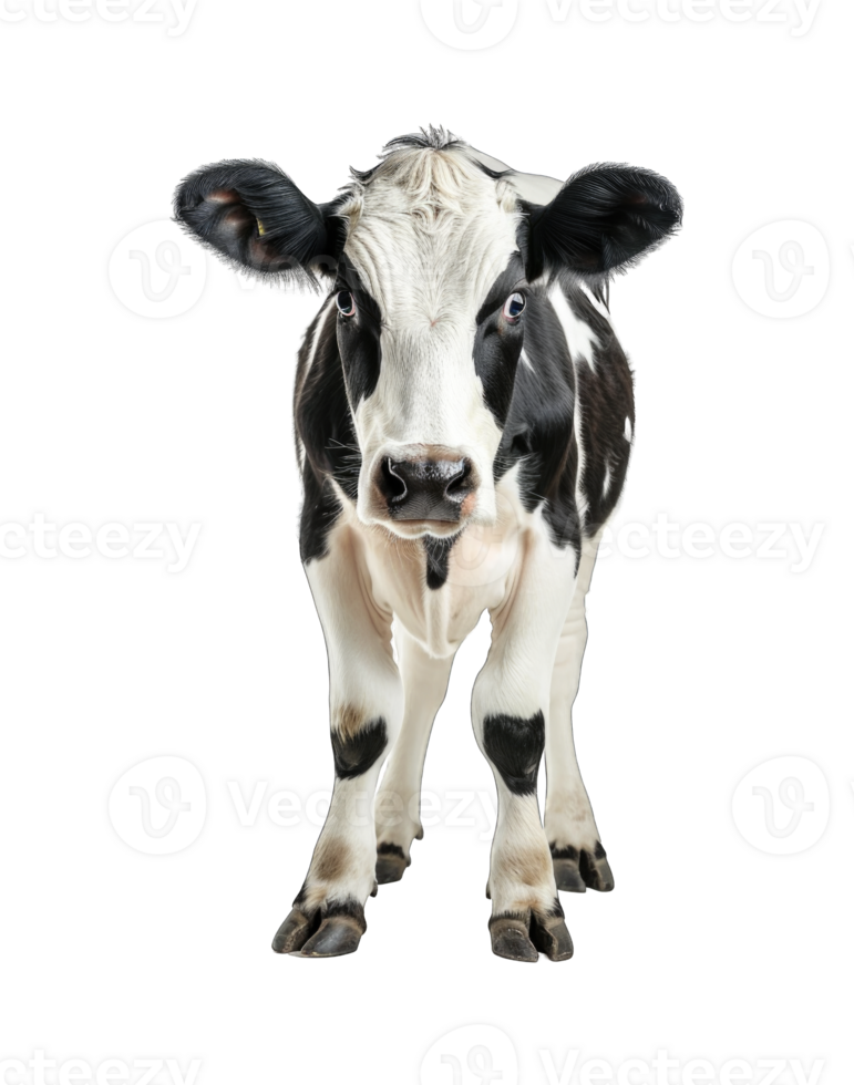 Black and white Cow isolated on transparent background cutout png