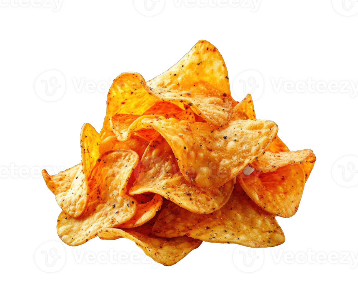 Potato crispy Chips stack isolated on transparent background cutout png