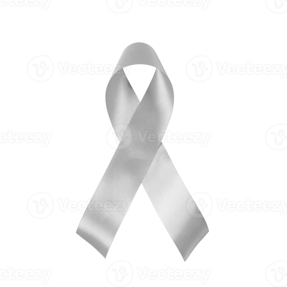 Lung cancer awareness with white ribbon on transparent backgrounds
