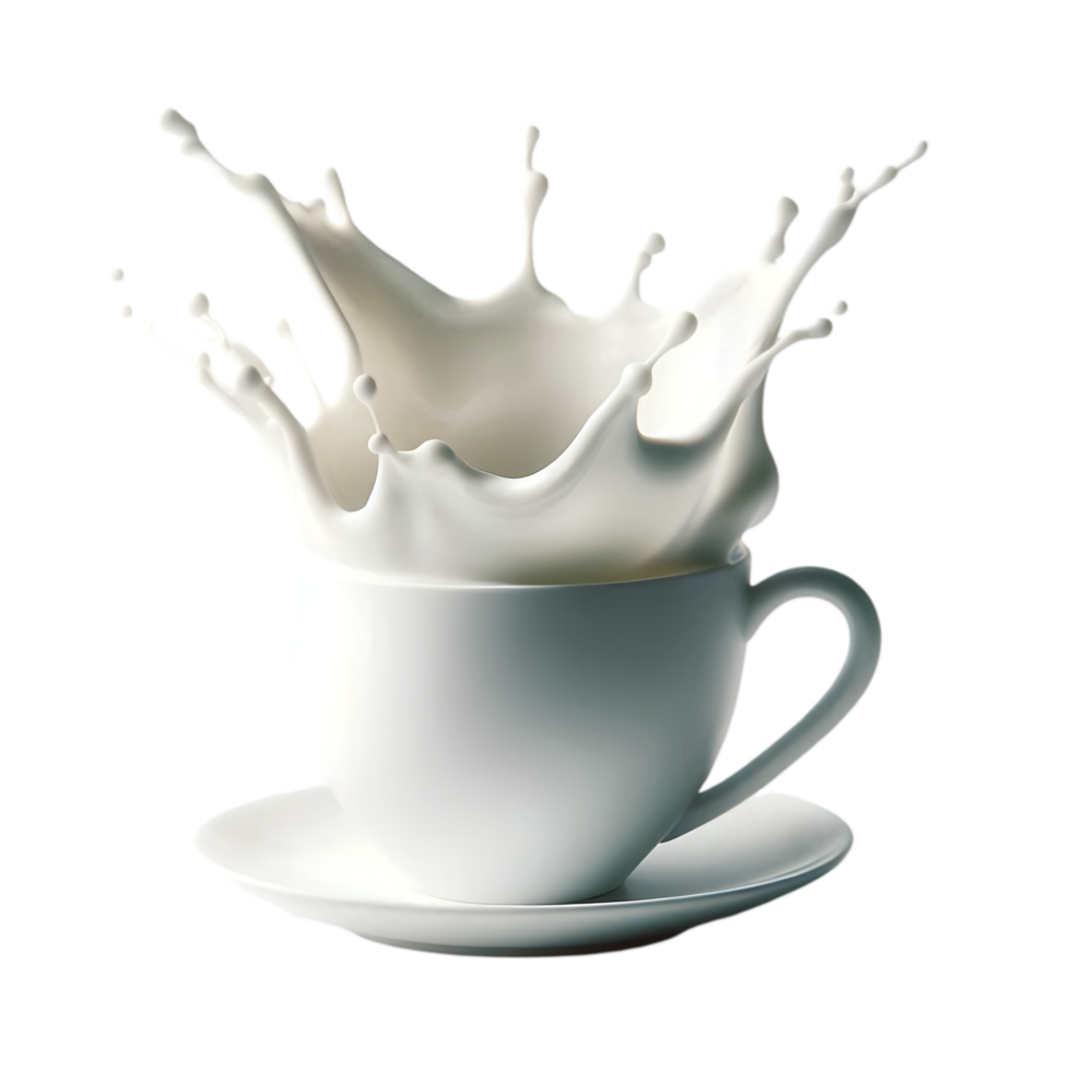 Milk splash in cup on transparent background png