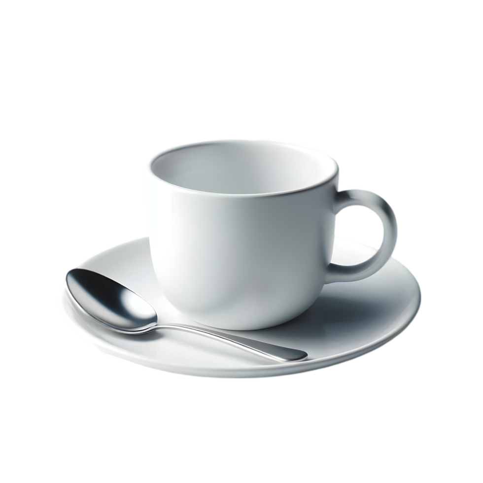 Cup and saucer with a spoon isolated from background png