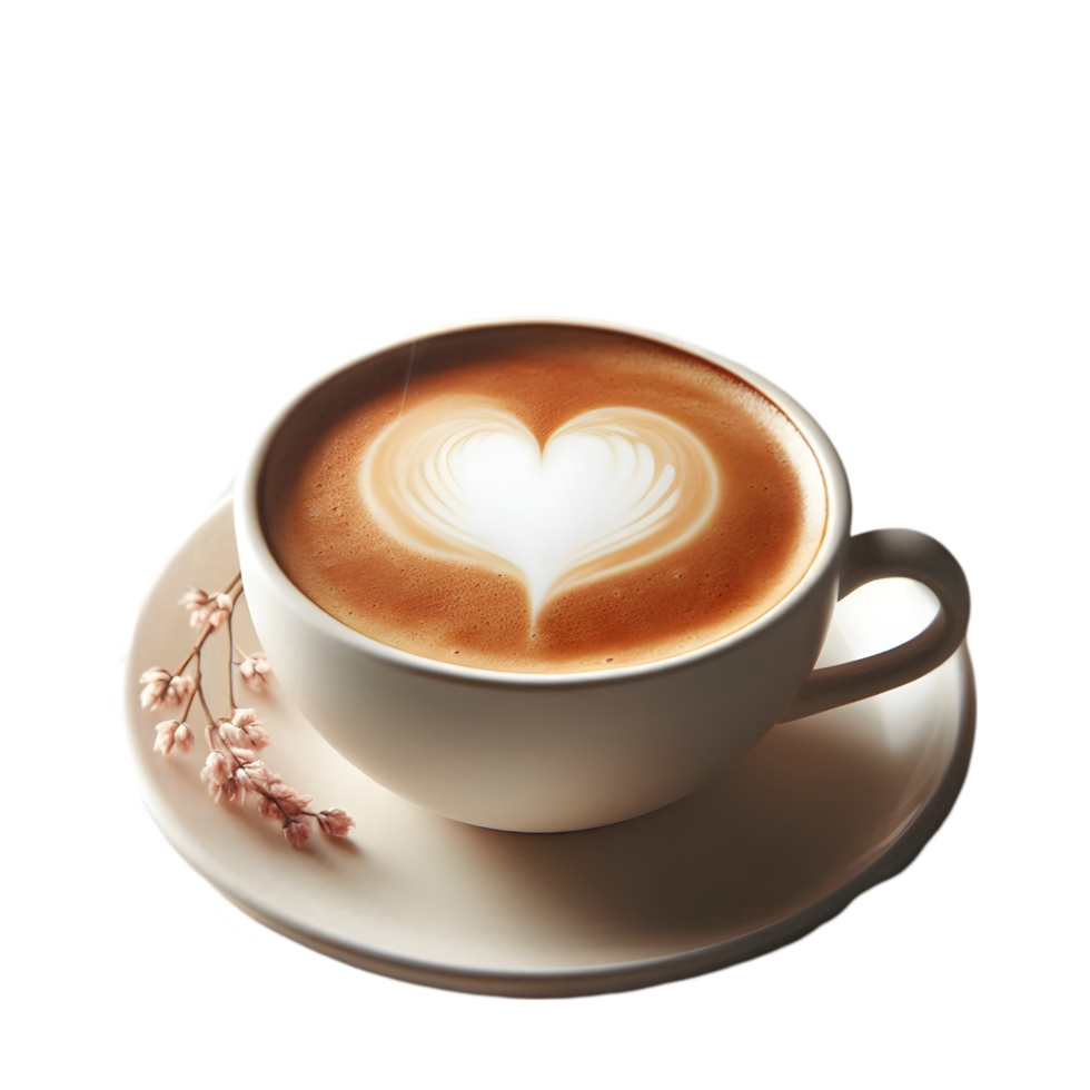 Coffee cup with heart shape on transparent background png