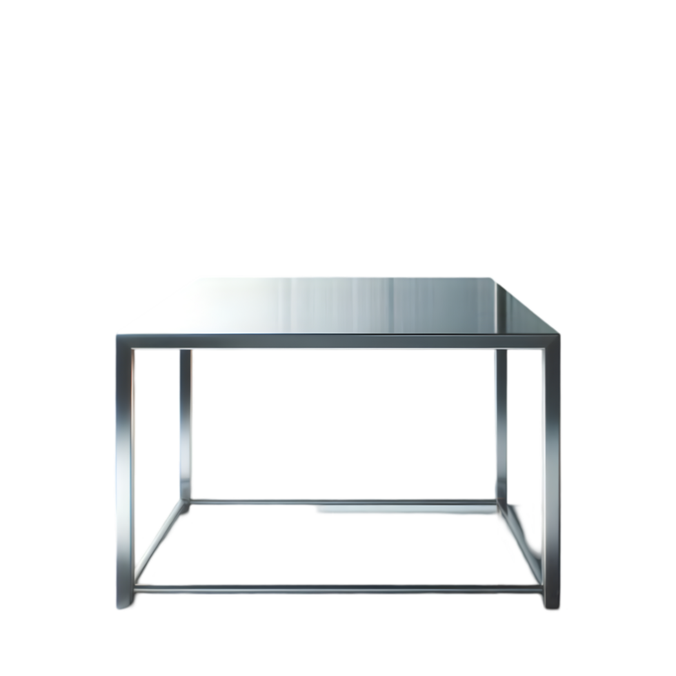 Table with a metal base and a clear top isolated from background png
