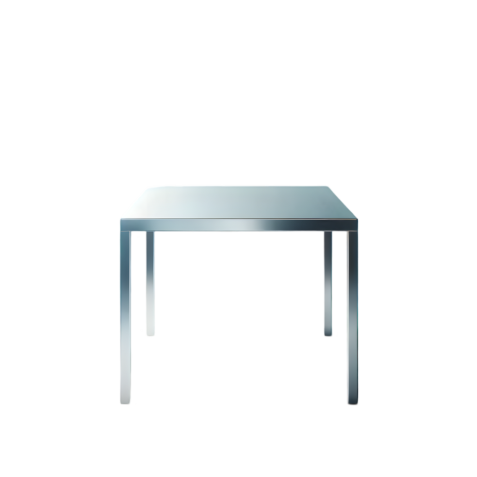 Table with a metal base and a clear top isolated from background png