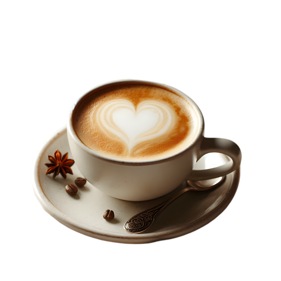 Cup of coffee with a heart shape isolated from background png