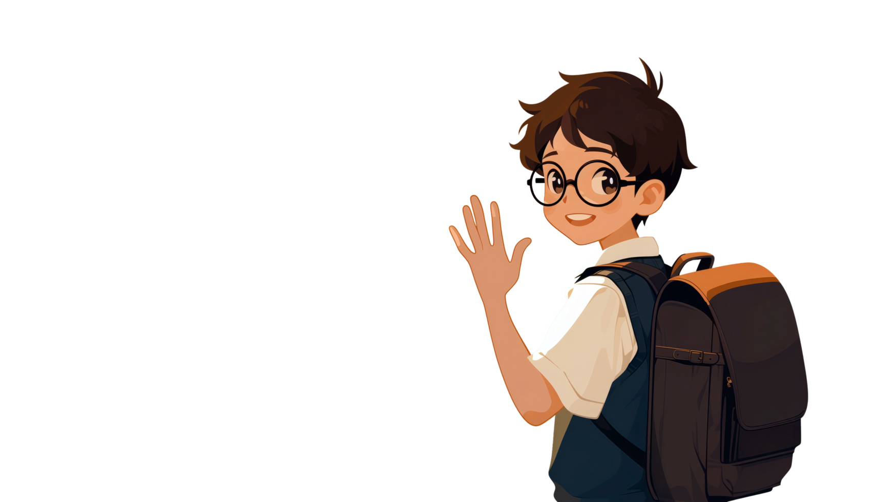 Little schoolboy with waving hand gesture png