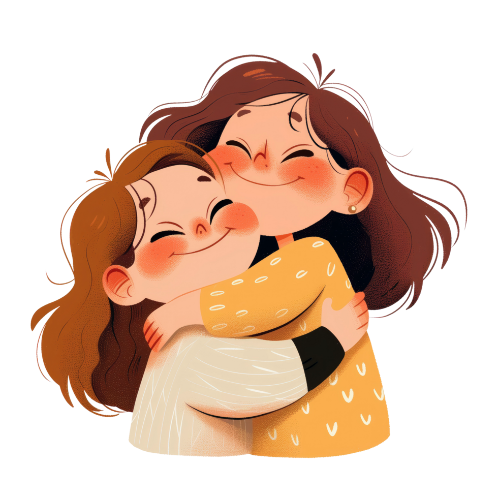 Cheerful girls embracing each other png
