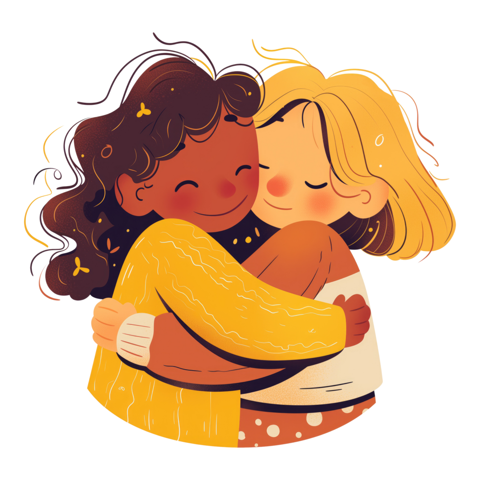 Happy best friends holding each other png