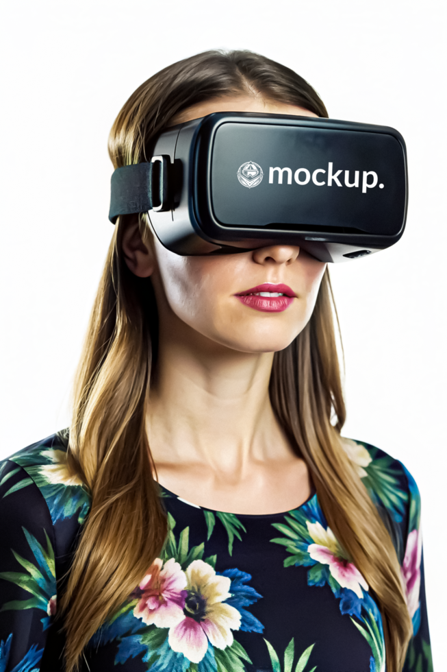 High Quality Virtual Reality Headset Mockup with Diverse Model psd