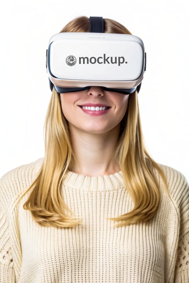 High Quality Virtual Reality Headset Mockup with Diverse Model psd