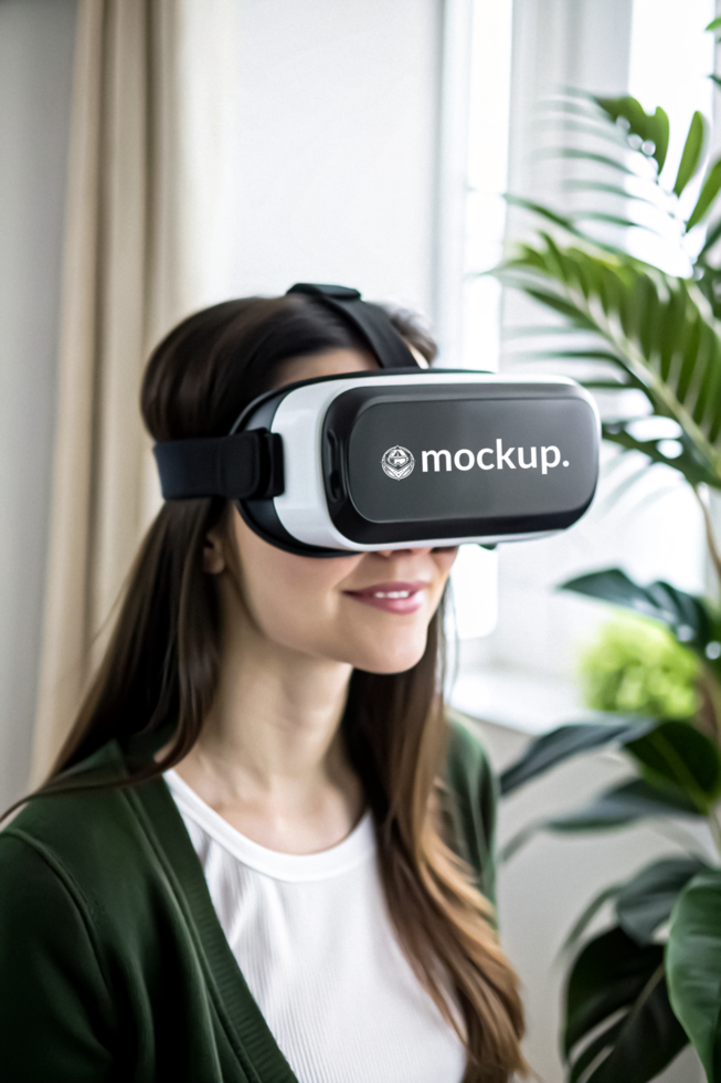 High Quality Virtual Reality Headset Mockup with Diverse Model psd