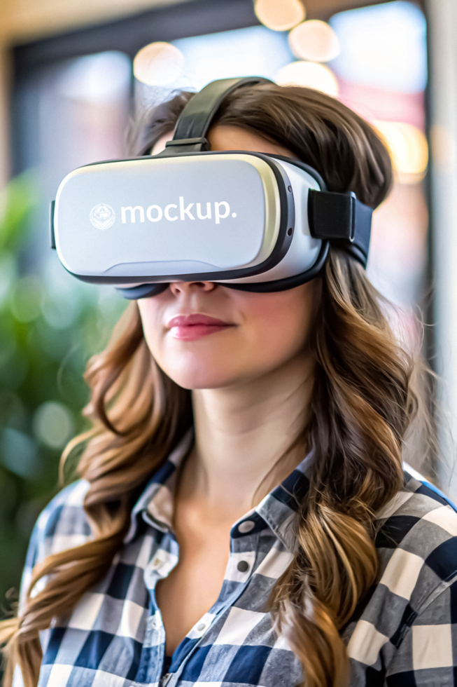 High Quality Virtual Reality Headset Mockup with Diverse Model psd