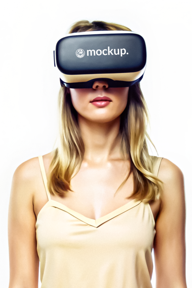 High Quality Virtual Reality Headset Mockup with Diverse Model psd