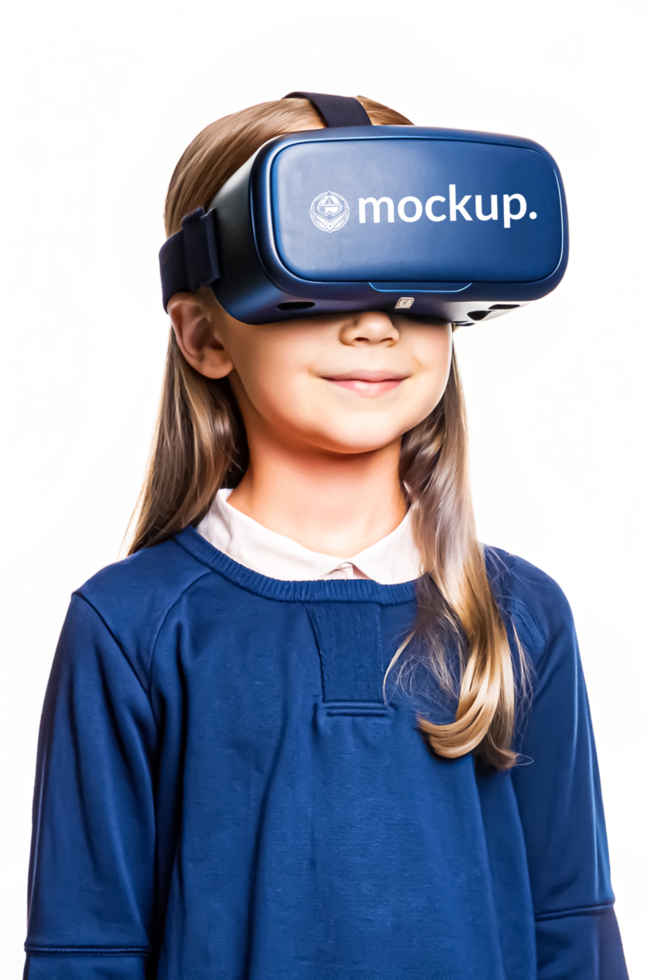 High Quality Virtual Reality Headset Mockup with Diverse Model psd