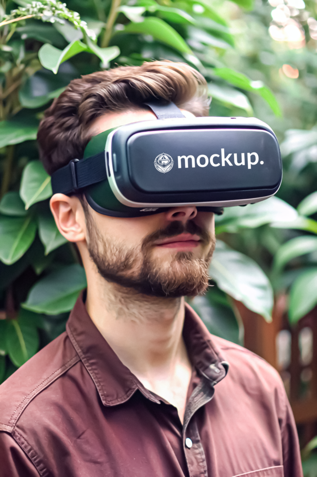 High Quality Virtual Reality Headset Mockup with Diverse Model psd