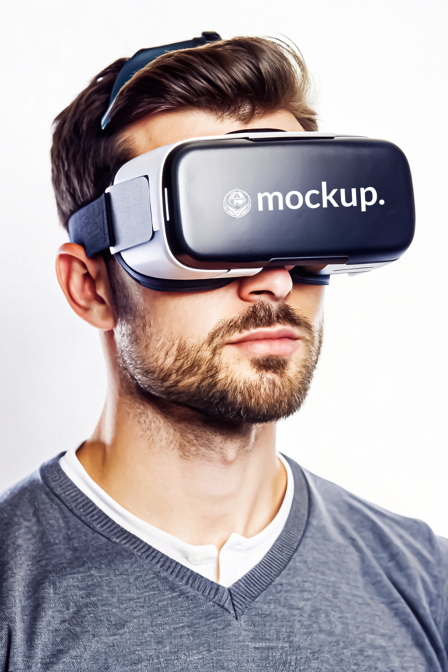 High Quality Virtual Reality Headset Mockup with Diverse Model psd