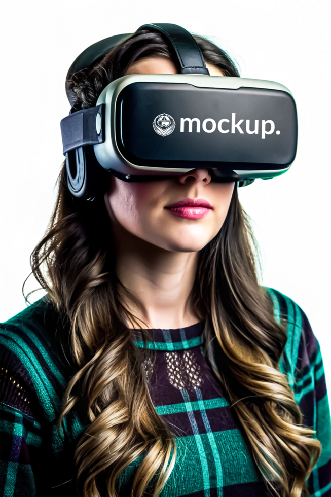 High Quality Virtual Reality Headset Mockup with Diverse Model psd