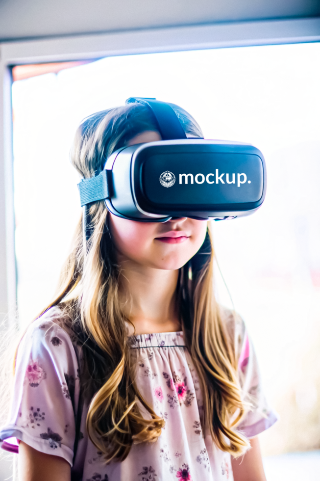High Quality Virtual Reality Headset Mockup with Diverse Model psd