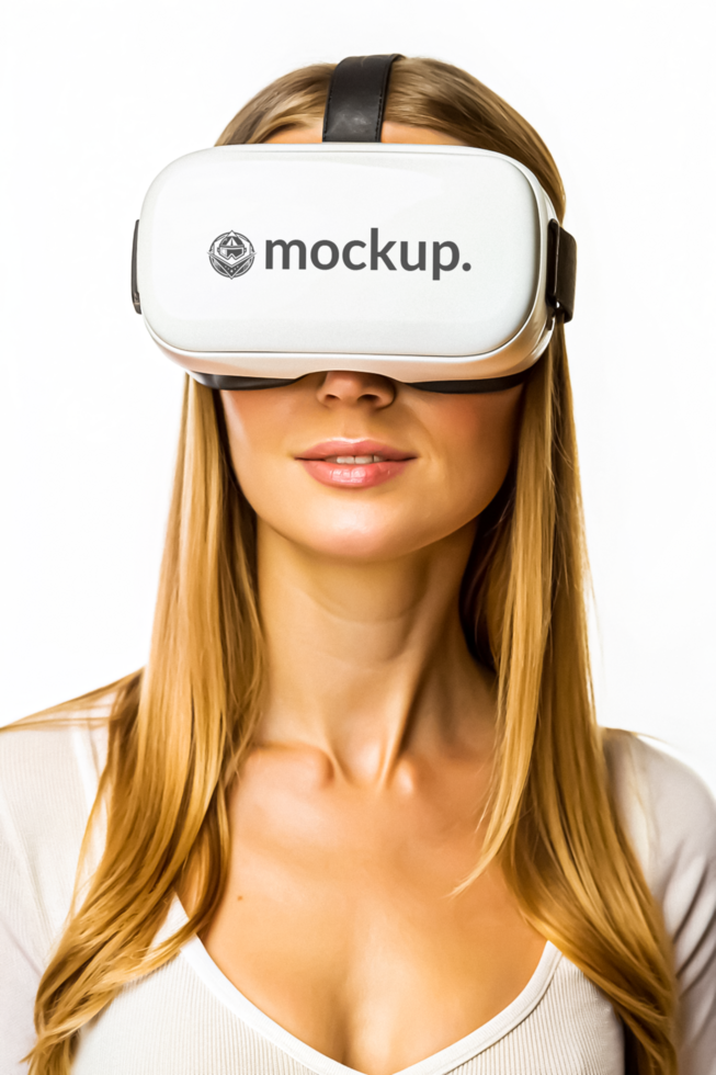 High Quality Virtual Reality Headset Mockup with Diverse Model psd