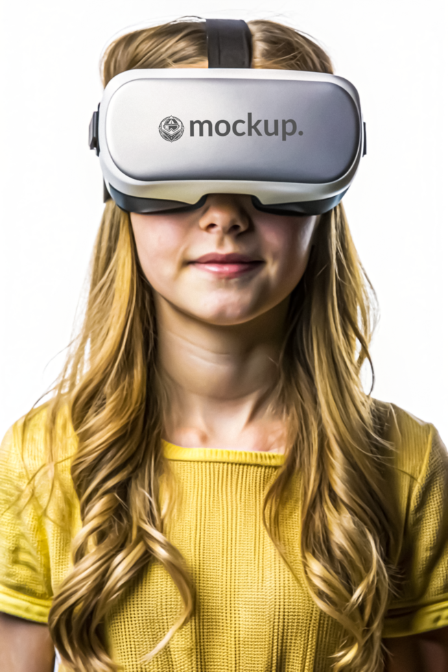 High Quality Virtual Reality Headset Mockup with Diverse Model psd