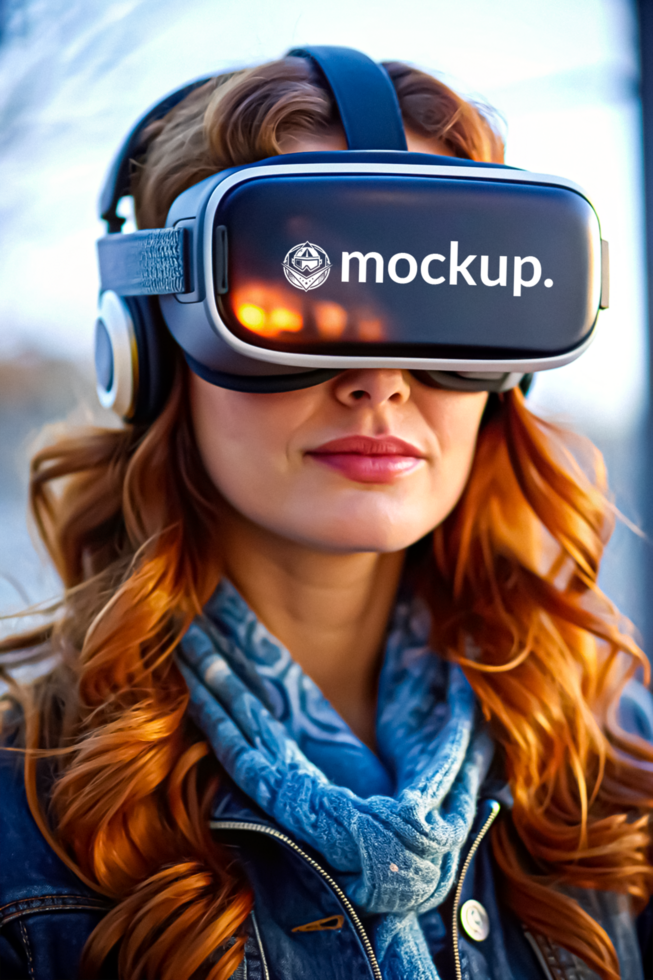 High Quality Virtual Reality Headset Mockup with Diverse Model psd