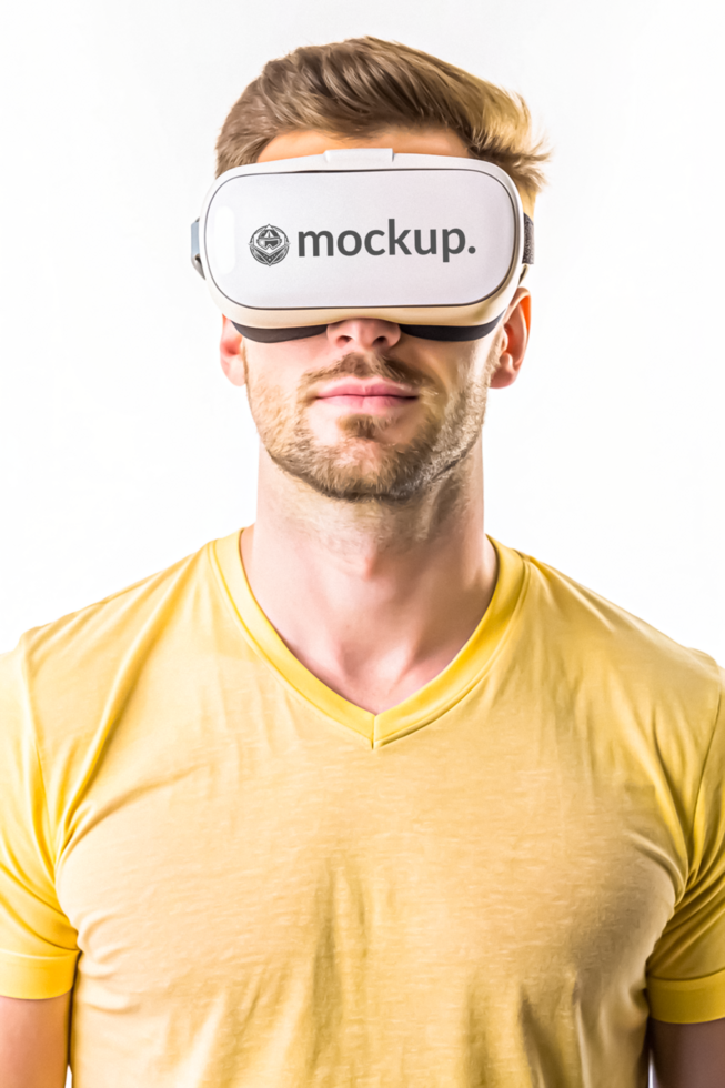 High Quality Virtual Reality Headset Mockup with Diverse Model psd
