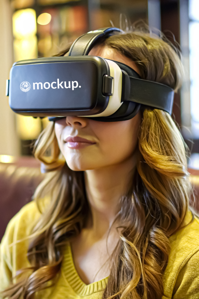 High Quality Virtual Reality Headset Mockup with Diverse Model psd