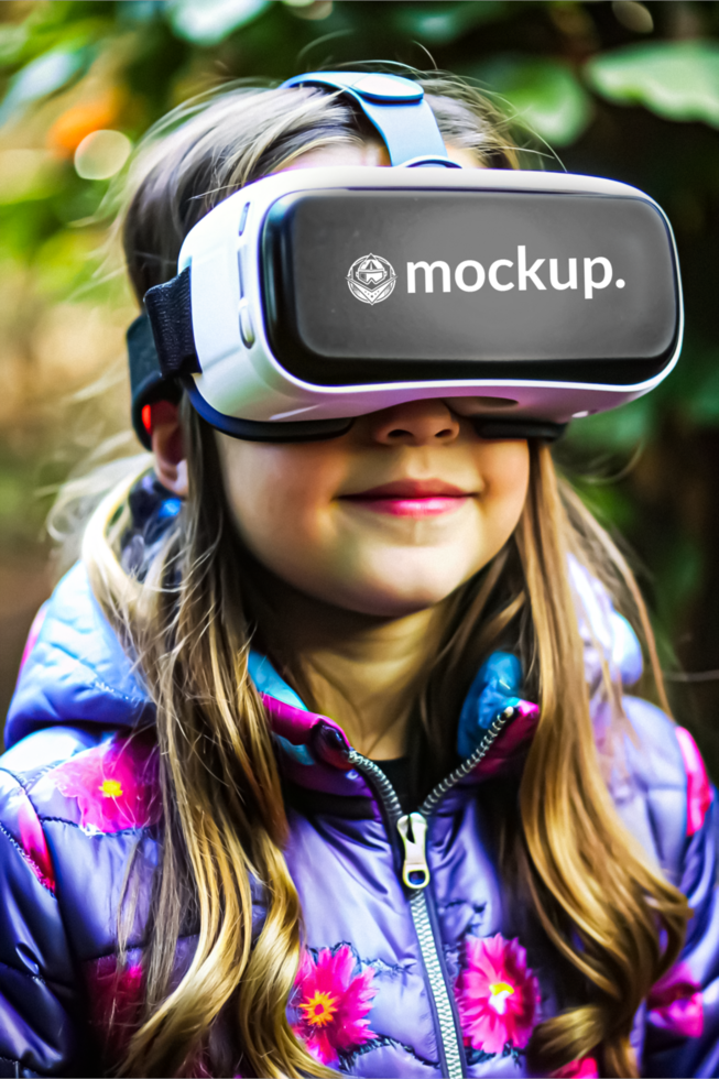 High Quality Virtual Reality Headset Mockup with Diverse Model psd