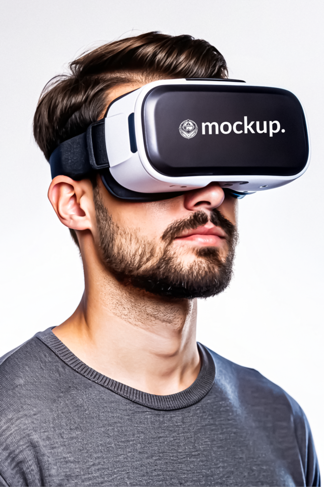 High Quality Virtual Reality Headset Mockup with Diverse Model psd