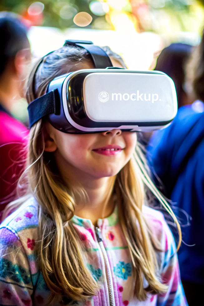 High Quality Virtual Reality Headset Mockup with Diverse Model psd