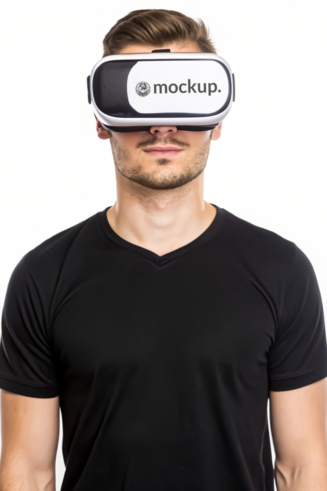 High Quality Virtual Reality Headset Mockup with Diverse Model psd