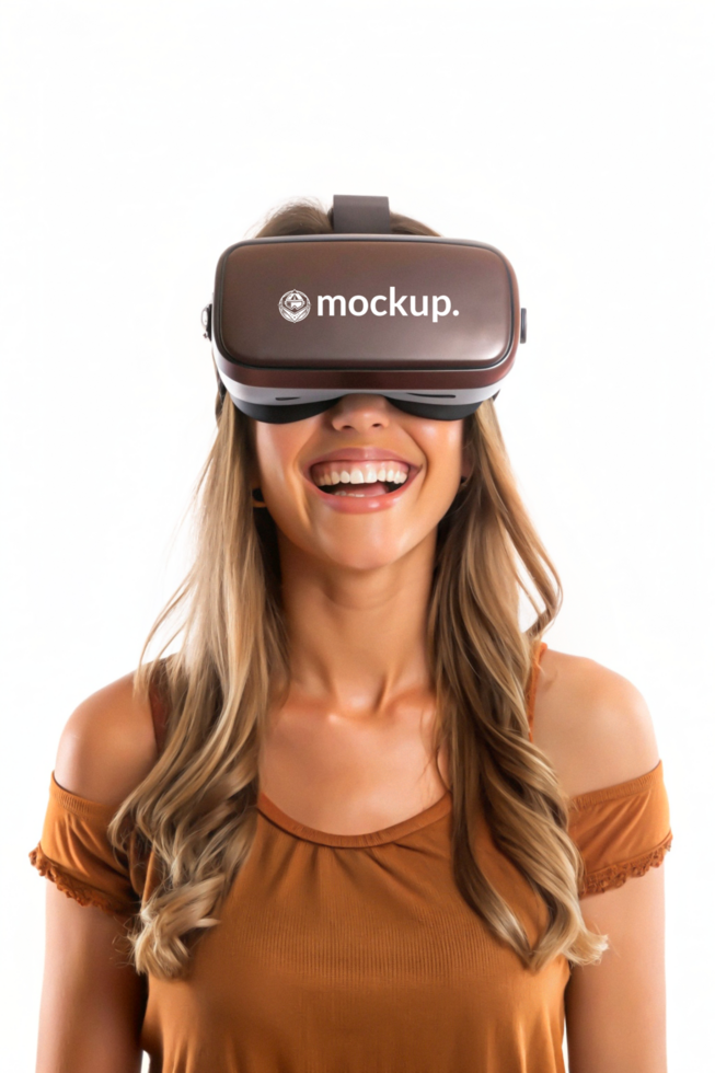 High Quality Virtual Reality Headset Mockup with Diverse Model psd