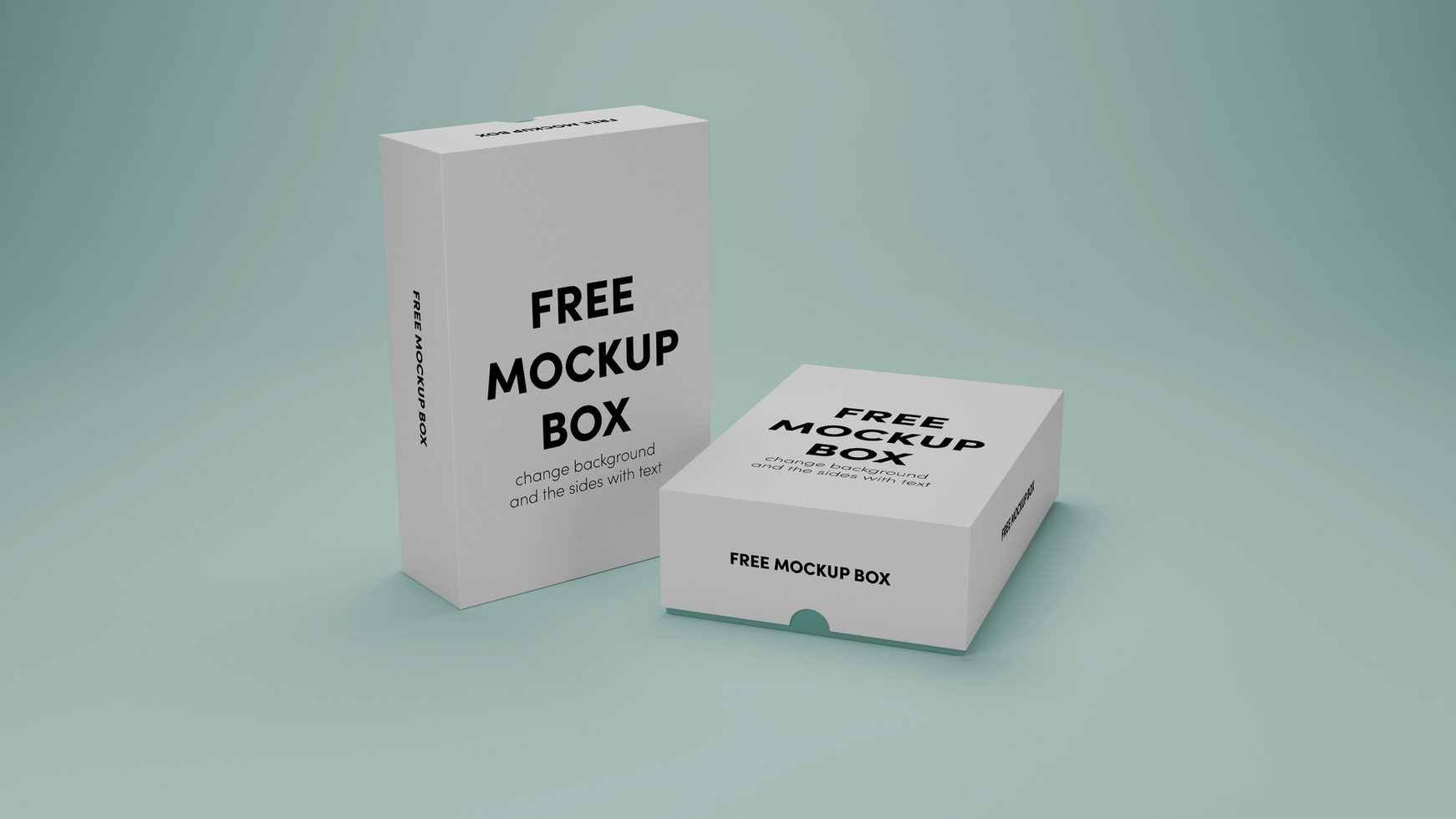 a 3D box with a white label on it and green background psd