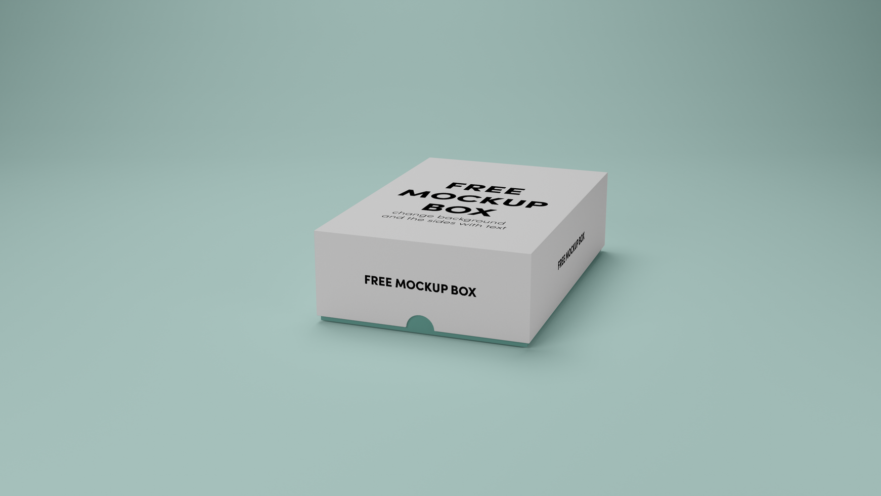 a 3D box with a white label on it and green background psd