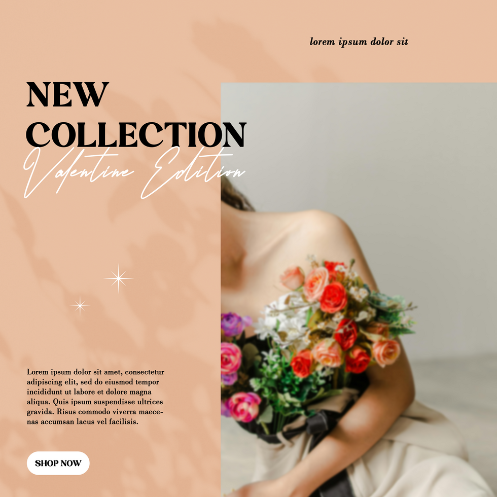 New Collection Valentine Edition Minimalist Design Elegant Theme Social Media Post Template psd