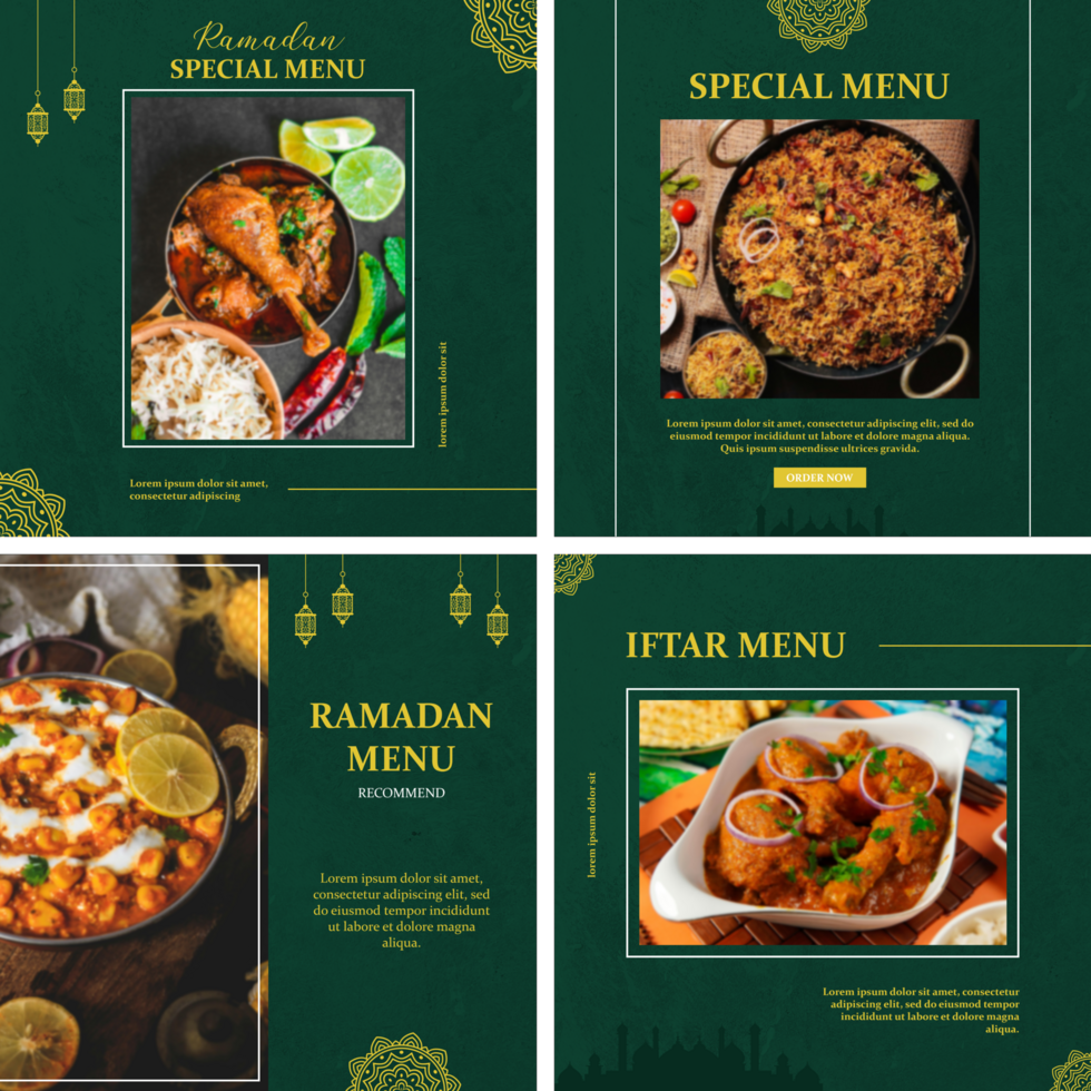 Ramadan Food Restaurant Social Media Post Template Design Set Collection psd