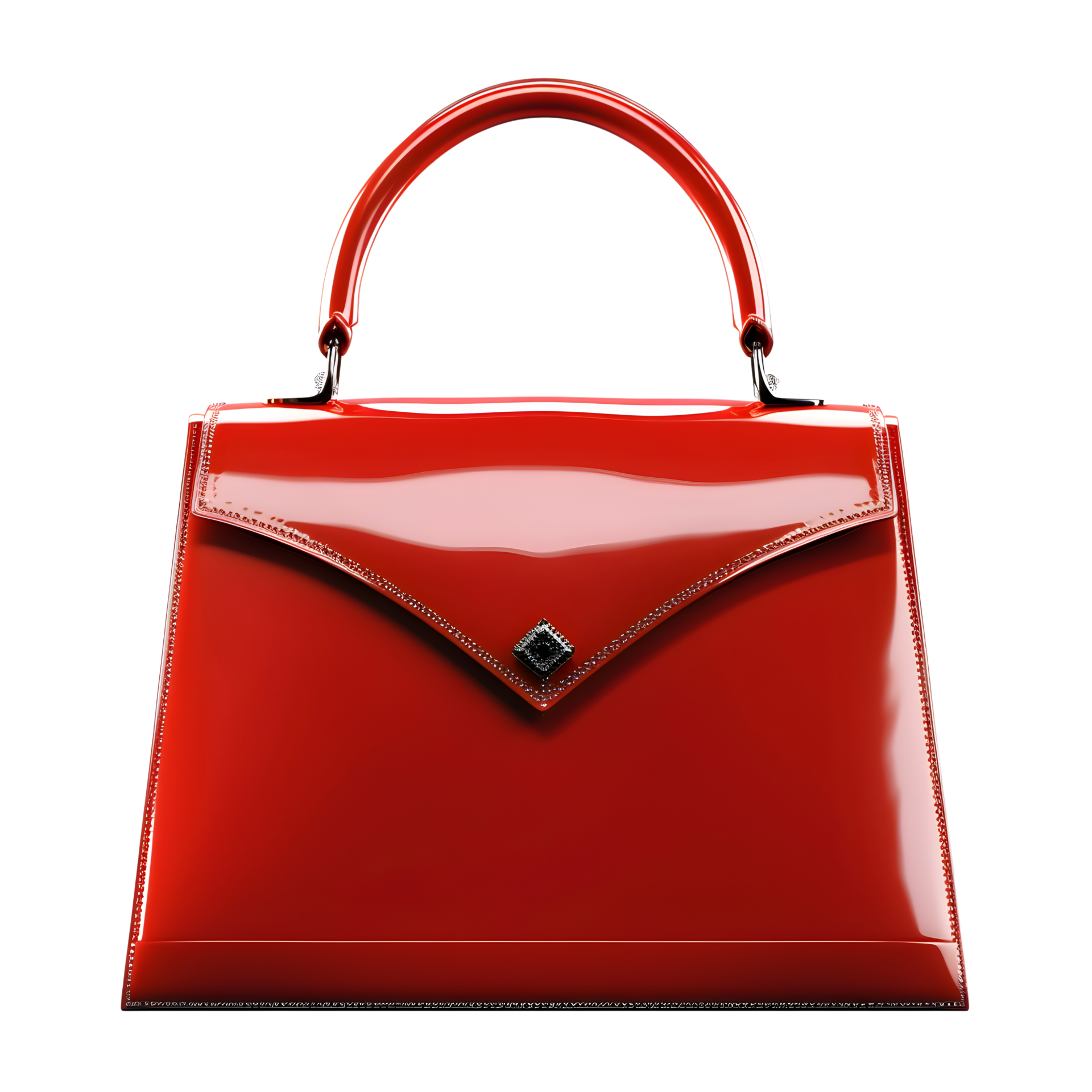 luxury fashionable women's red handbag isolated transparent background