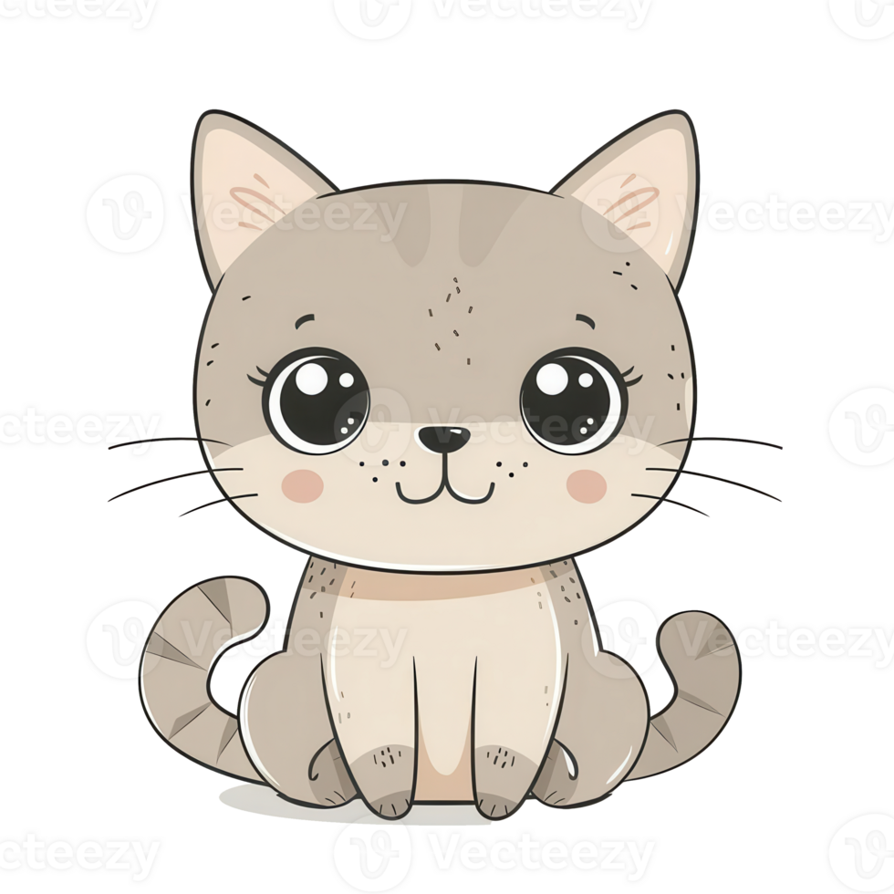 A cute kitten clipart, animal element, digital illustration, pastel colors, isolated on white background png