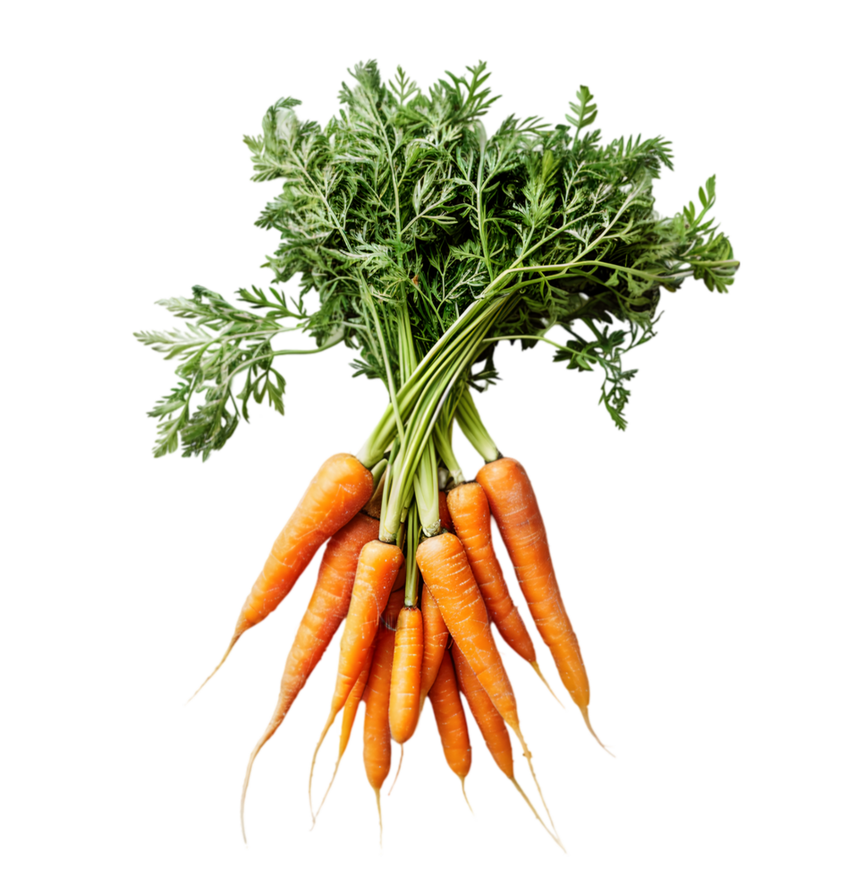 Carrots with green tops isolated on a transparent background png