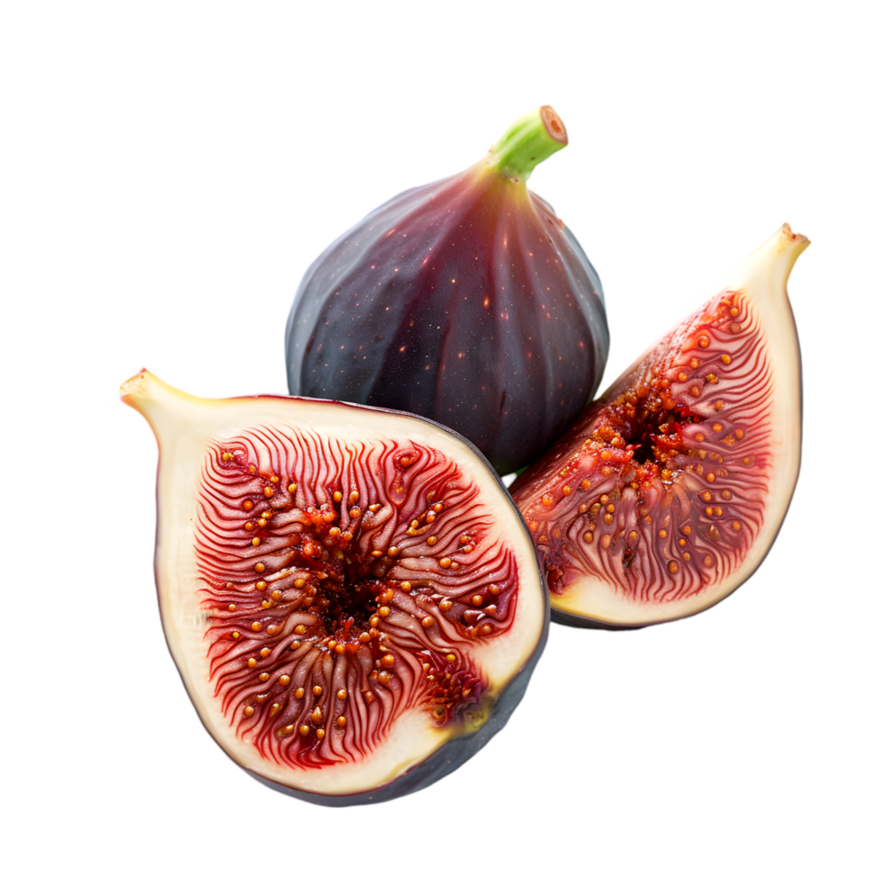 Figs with halved sections isolated on a transparent background png