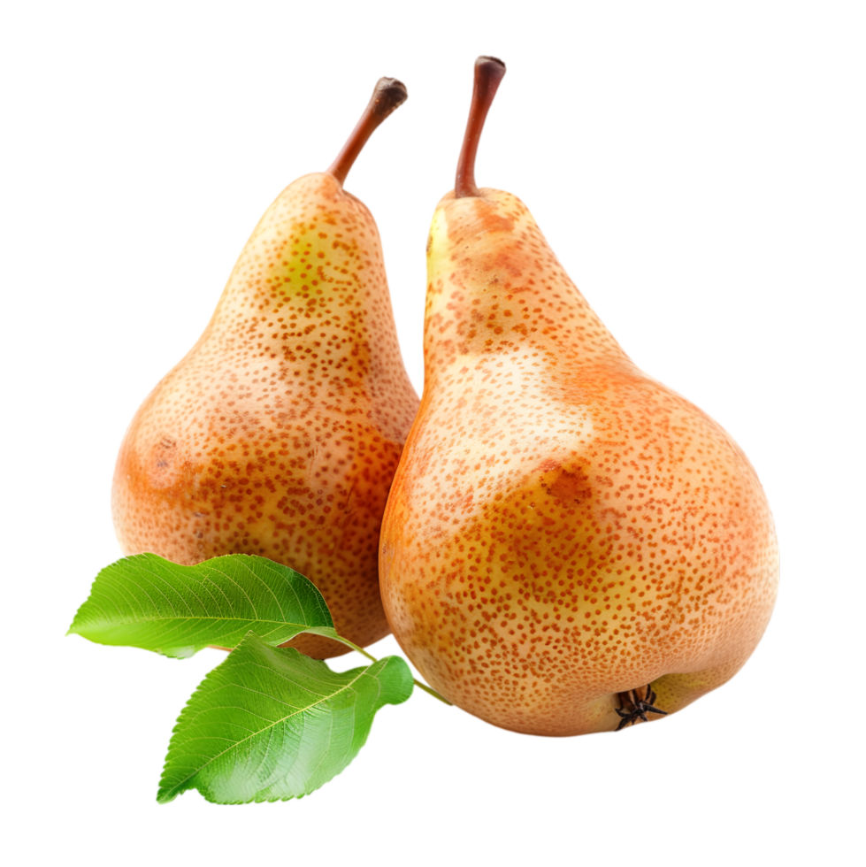 Pears with leaves isolated on a transparent background png
