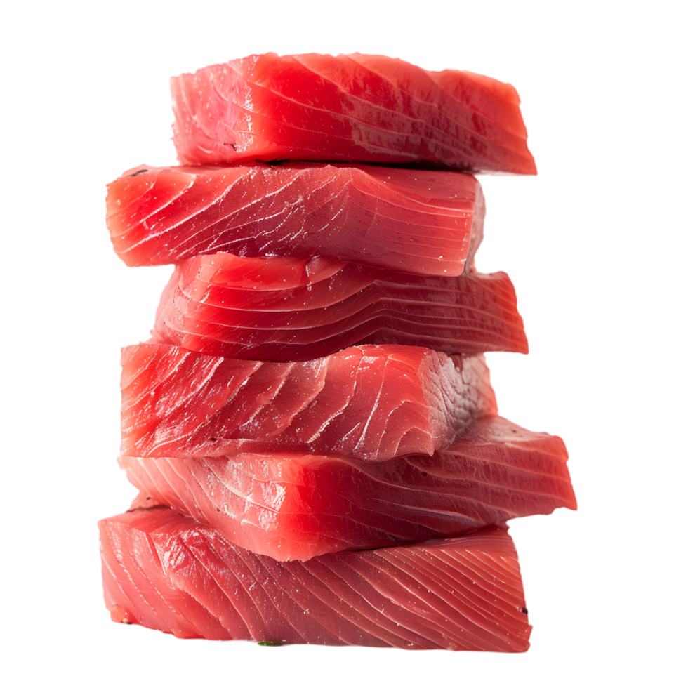 Raw tuna steaks isolated on a transparent background png