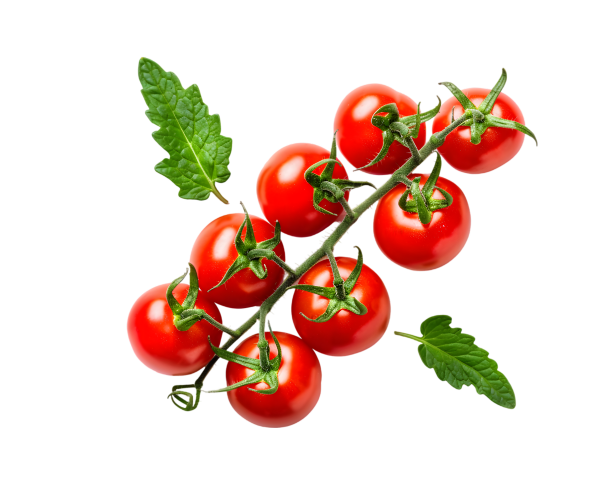 Cherry tomatoes on vine isolated on a transparent background png